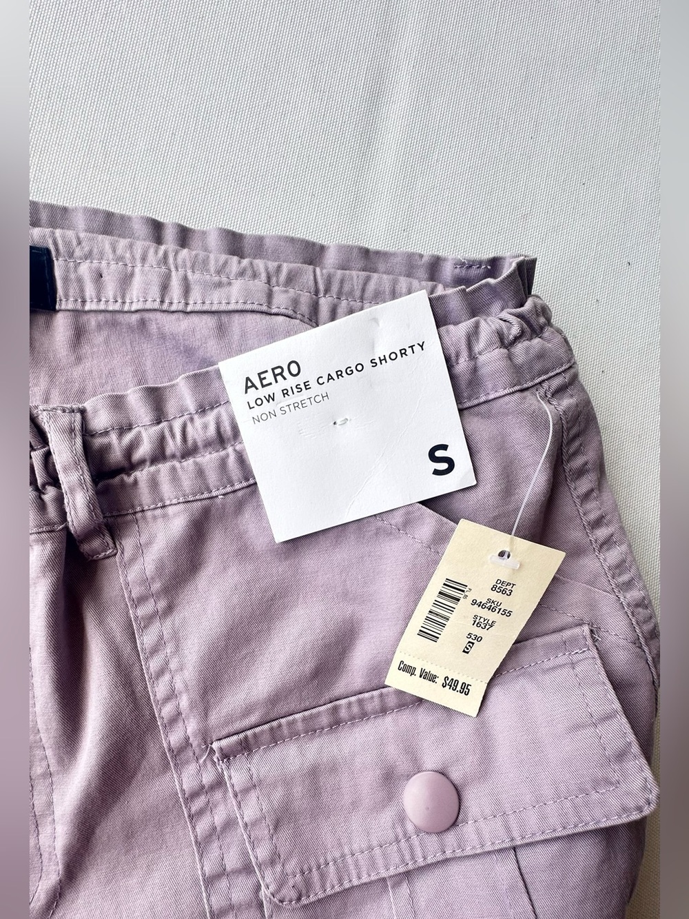 Aeropostale Low Rise Cargo Shorty shorts with an elastic drawstring waist size S - Picture 4 of 5